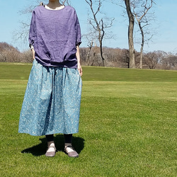 オリジナルテキスタイルのフレアスカート「かっこうの鳴く森」【受注製作】 1枚目の画像