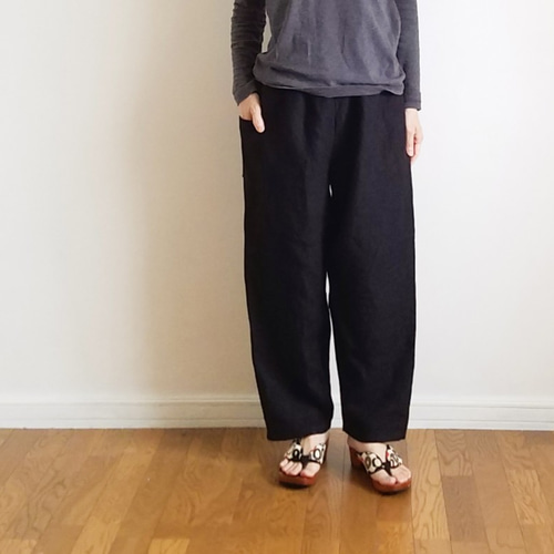 リネンのもんぺ　ブラック 楽天市場】リネン モンペの通販