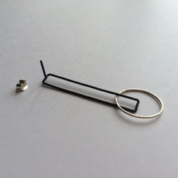 Swing earring, rectangle /BK-SV 第1張的照片