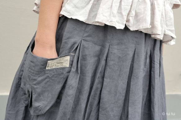 ふんわりボックスプリーツスカート（ブルーグレー）【受注製作】 5枚目の画像