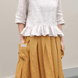 Yumie様　専用ページ　リネンペプラムシャツ（ライトグレイベージュ) 2枚目の画像