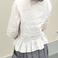 Yumie様　専用ページ　リネンペプラムシャツ（ライトグレイベージュ) 5枚目の画像