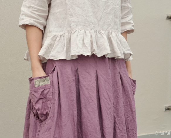 Yumie様　専用ページ　リネンペプラムシャツ（ライトグレイベージュ) 6枚目の画像