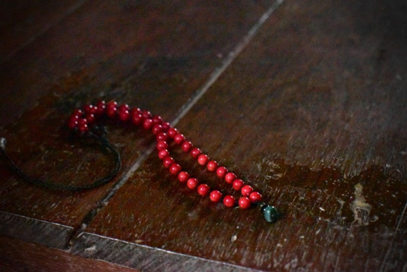 明亮的紅色項鍊★紅珊瑚珠項鍊co001 第5張的照片