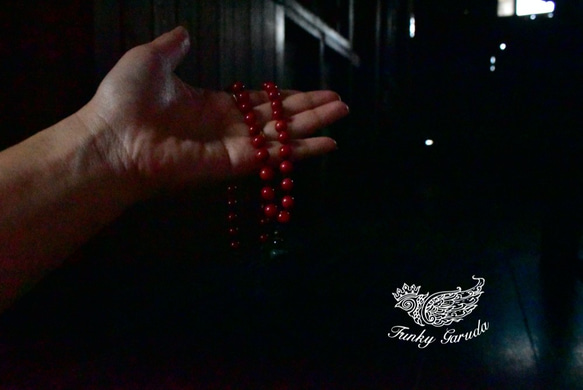 明亮的紅色項鍊★紅珊瑚珠項鍊co001 第6張的照片