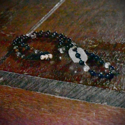 黑珠混合花邊項鍊 ho001 第4張的照片