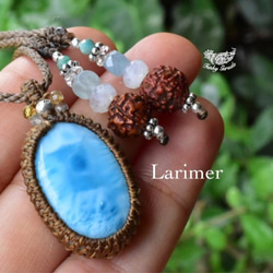 潮窗 ★ 高品質 Larimar Macrame 吊墜 lary007 第1張的照片