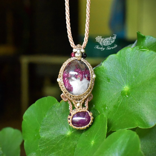 ルビー　マクラメ　ペンダント ピンクの砦☆ルビーインクォーツ ルビー マクラメペンダントruby022