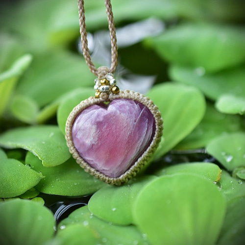 ルビー　マクラメ　ペンダント 星屑ピンク☆ローズルビー マクラメペンダント182 | iichi 日々の