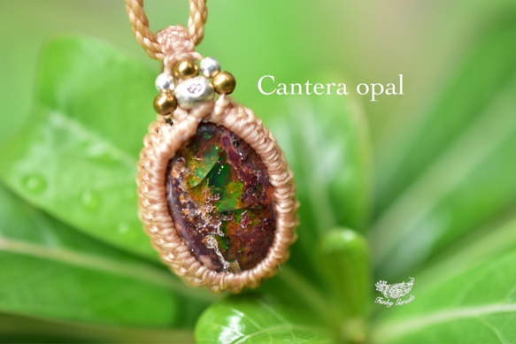 綠色玩色★ Cantera Opal Macrame Pendant opay006 第1張的照片