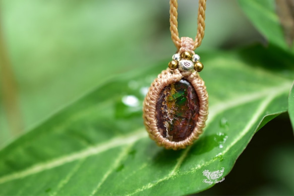 綠色玩色★ Cantera Opal Macrame Pendant opay006 第2張的照片