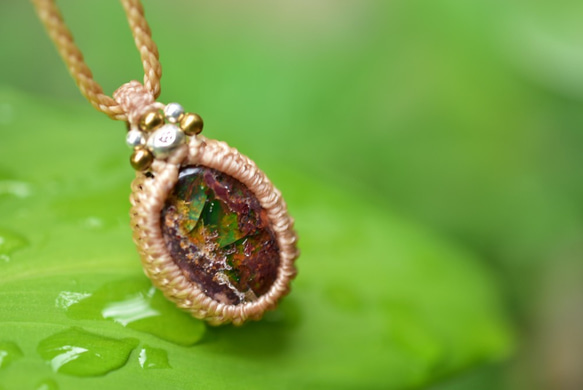 綠色玩色★ Cantera Opal Macrame Pendant opay006 第7張的照片