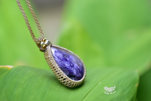 White Flower ★ Charoite Simple Macrame 吊墜 chay002 第4張的照片