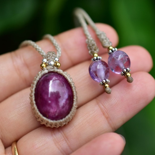 繊細な煌めき☆40ctスタールビー マクラメペンダント rubyy025