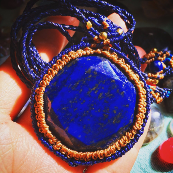 『星蘭』ラピスラズリのマクラメペンダントネックレス 星蘭』ラピスラズリのマクラメペンダントネックレス 星蘭