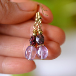 石榴石★紫水晶耳環 pia016 第6張的照片