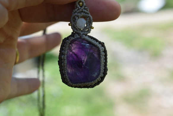 紫水晶寶石macrame吊墜 第2張的照片