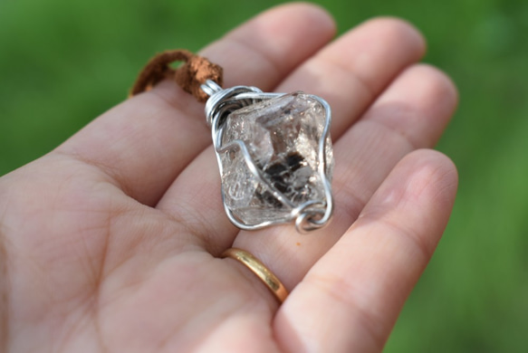 罕見★帶爪燈★Herkimer Diamond Wire Art Pendant H. 第1張的照片