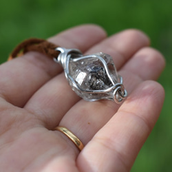 罕見★帶爪燈★Herkimer Diamond Wire Art Pendant H. 第2張的照片