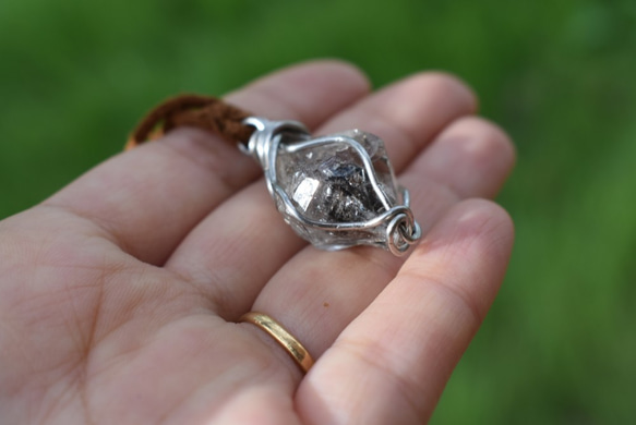 罕見★帶爪燈★Herkimer Diamond Wire Art Pendant H. 第2張的照片