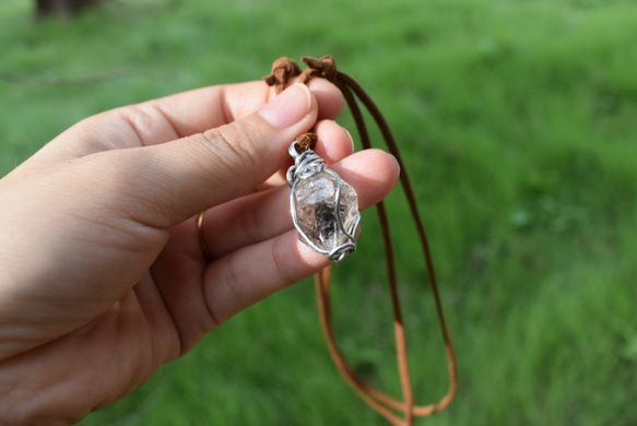 罕見★帶爪燈★Herkimer Diamond Wire Art Pendant H. 第6張的照片