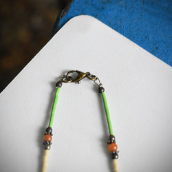 印度風 ★ 白珠和水晶&amp;橄欖石項鍊 bn011 第5張的照片