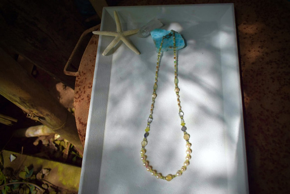 ほんのりミルキーピンク★真珠とirorioMixシルバー 92.5ネックレス 10枚目の画像