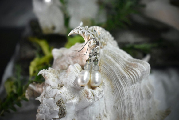 淡水珍珠和 Aqua Plays 耳環 pia009 第5張的照片