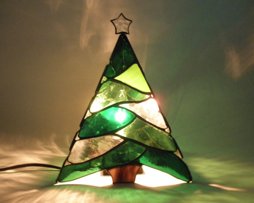 ステンドグラス　ホワイトクリスマスツリー　3段 0_6cb3d9b0eeef2414915ead97c1a6