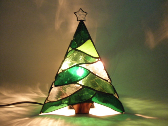 ステンドグラス クリスマス 三角ツリーG 1枚目の画像