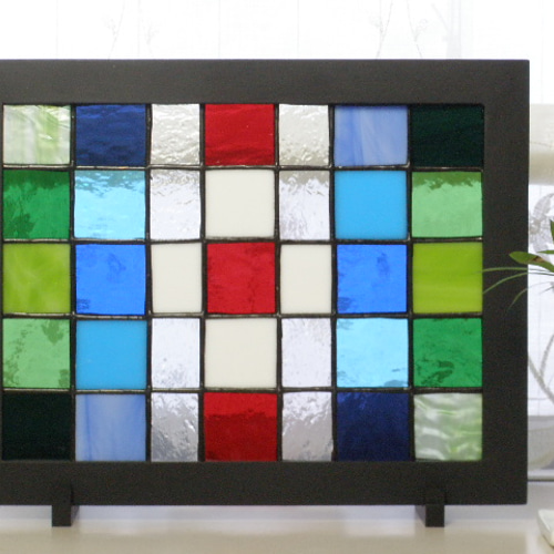 ステンドグラス 幾何学模様パネル スクエア その他インテリア雑貨 T's