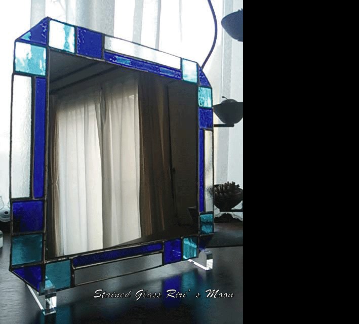 ◆ ステンドグラス　　ミラー◆　　マリン