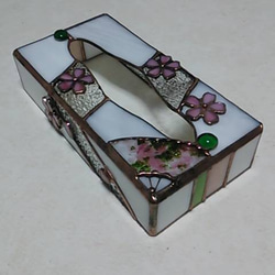 ◆彩色玻璃◆紙巾盒“櫻花” 第1張的照片