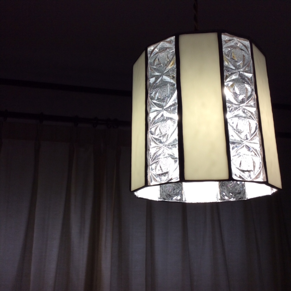 ステンドグラス◆ペンダントライト◆スノー&ローズ