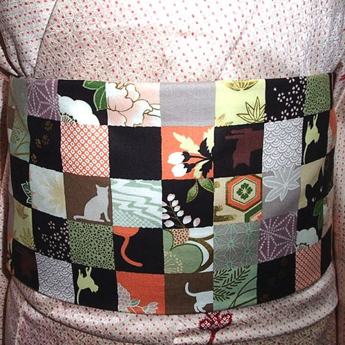 A 美品 猫とピアノ模様 市松 白黒 モノトーン 全通 松葉仕立て名古屋帯 20 美品 猫とピアノ模様 市松 白黒 モノトーン 全通 松葉仕立て