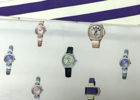 【nausicaa様専用】紫が印象的な腕時計柄半幅帯新品長尺リバ 3枚目の画像