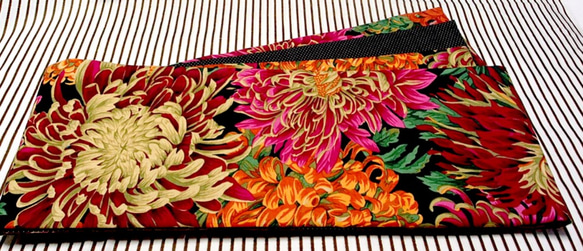 ●USAコットンネオンカラー菊柄半幅帯新品長尺リバＢ 4枚目の画像