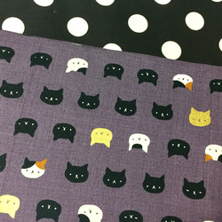 ディフォルメ猫ちゃん柄紫半幅帯新品リバ 3枚目の画像