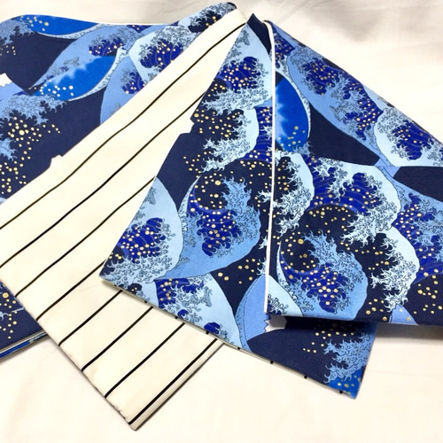 ○富士山と波柄半幅帯新品 長尺リバ 和装小物（帯・半襟） お羊屋 通販  