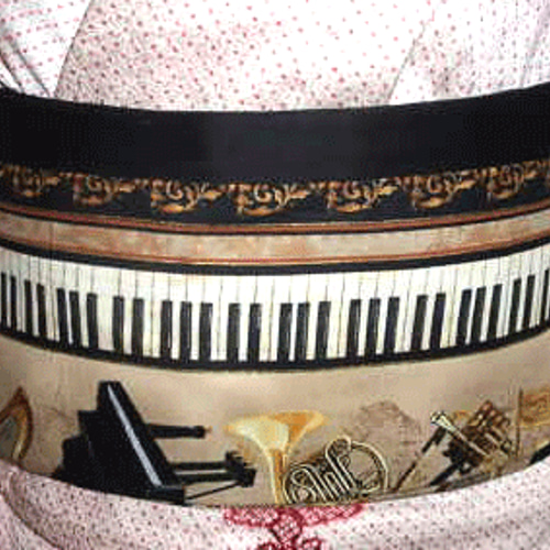 ○USAコットンピアノ鍵盤柄と音符柄名古屋帯新品 着物 お羊屋 通販