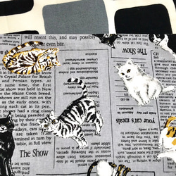 英字新聞と猫柄半幅帯長尺リバ 3枚目の画像