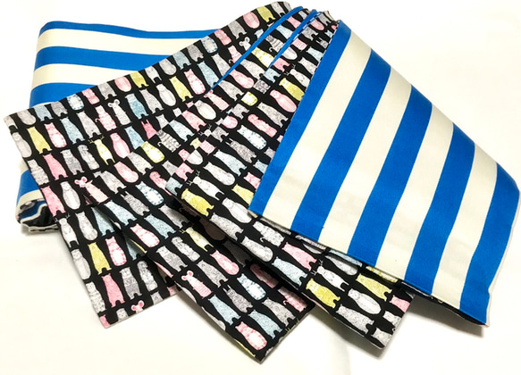 [SALE!]整列したどうぶつ柄半幅帯新品長尺リバ 2枚目の画像