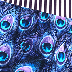 USAコットン紫孔雀柄　半幅帯長尺リバ 3枚目の画像