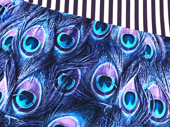 USAコットン紫孔雀柄　半幅帯長尺リバ 3枚目の画像