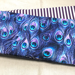 USAコットン紫孔雀柄　半幅帯長尺リバ 4枚目の画像