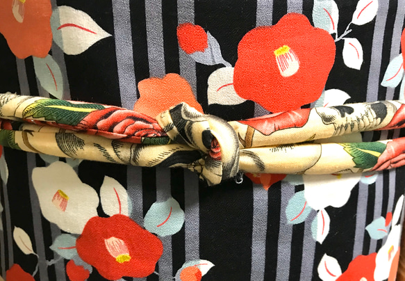 USAコットン薔薇とスカル柄帯締 新品 2枚目の画像