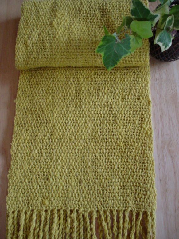 草木染めガラ紡ｵｰｶﾞﾆｯｸｺｯﾄﾝ手織りマフラー 2枚目の画像