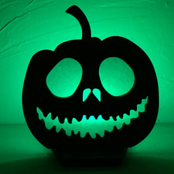 木のかぼちゃランプ「かぼちゃ5」LEDキャンドル付き 1枚目の画像