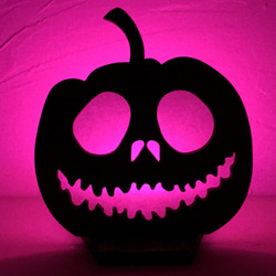 木のかぼちゃランプ「かぼちゃ5」LEDキャンドル付き 4枚目の画像