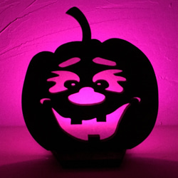 木のかぼちゃランプ「かぼちゃ3」LEDキャンドル付き 1枚目の画像